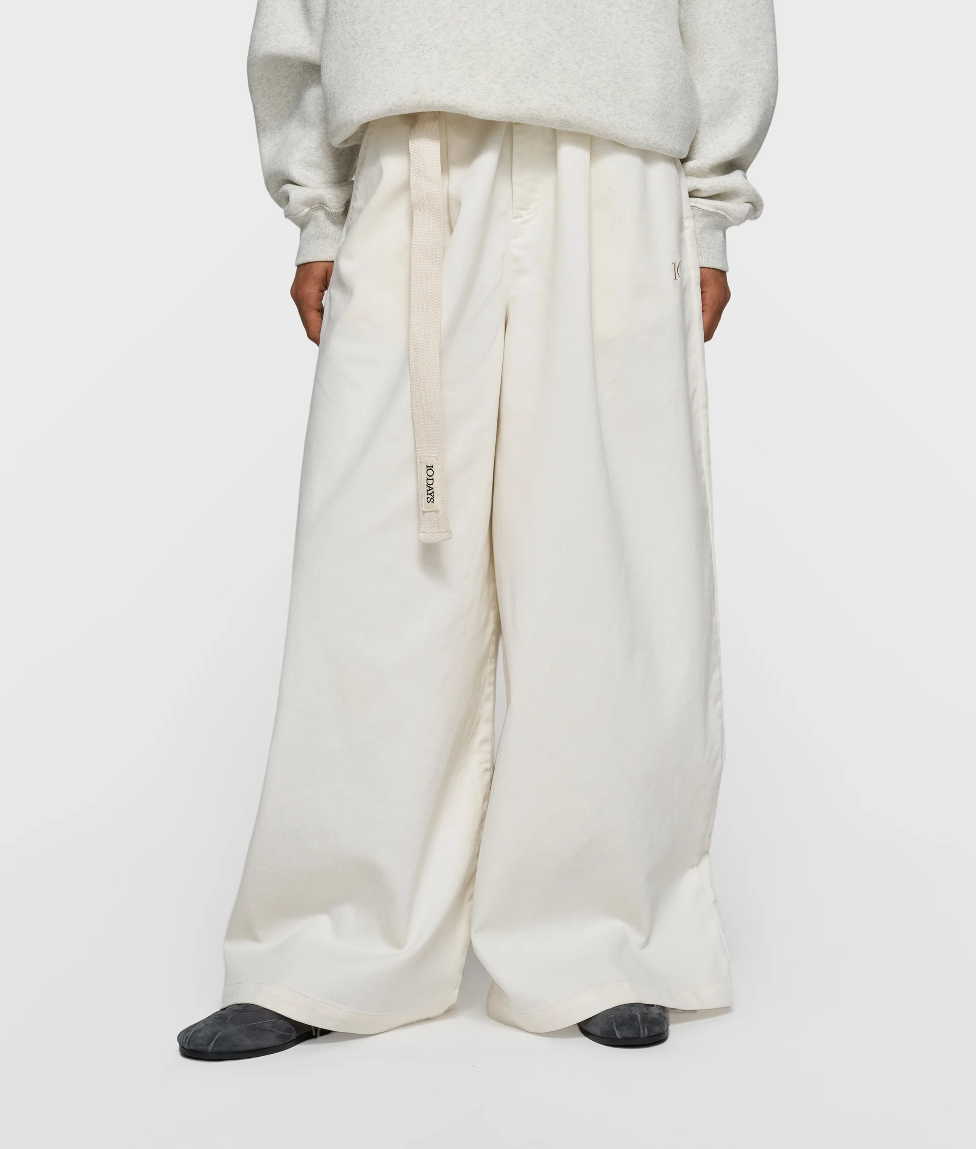 wide pants jog twill | pearl - Image 2