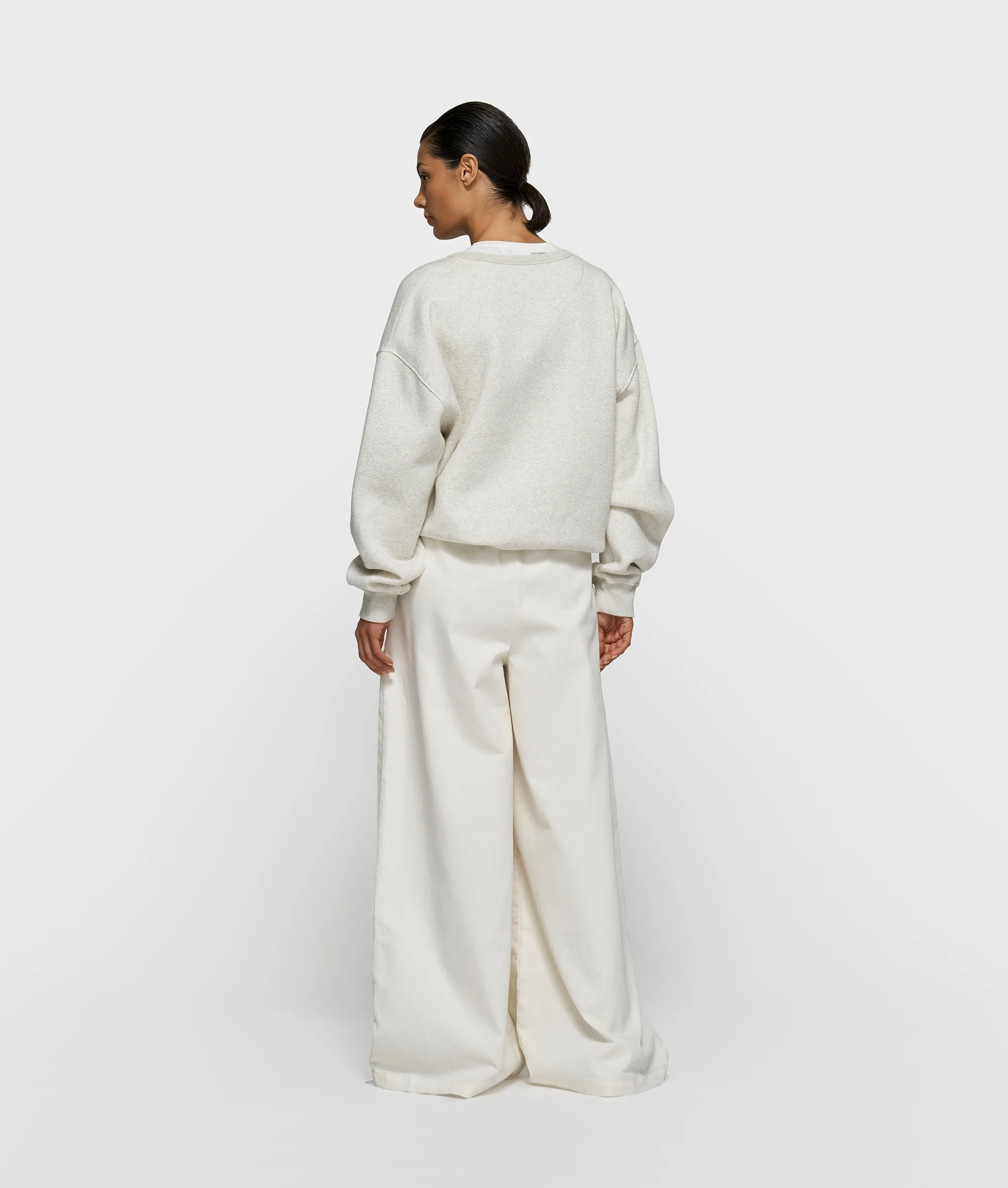 wide pants jog twill | pearl - Image 3