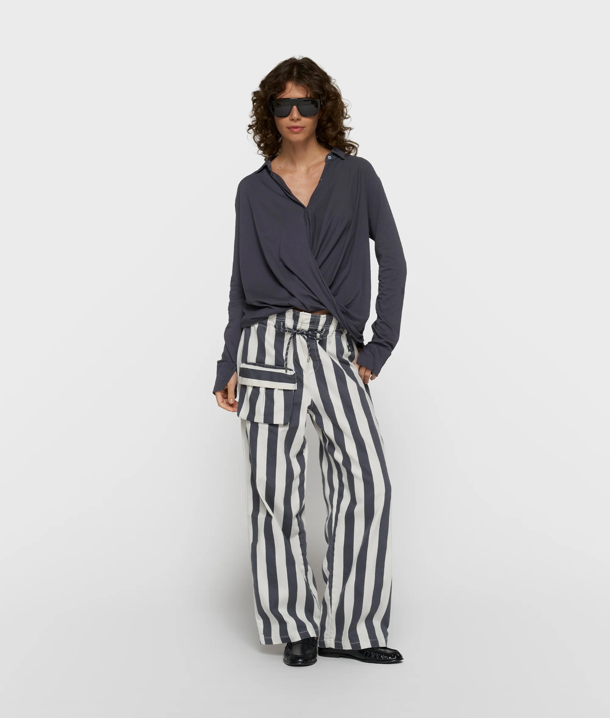wrap blouse | steel blue - Image 3
