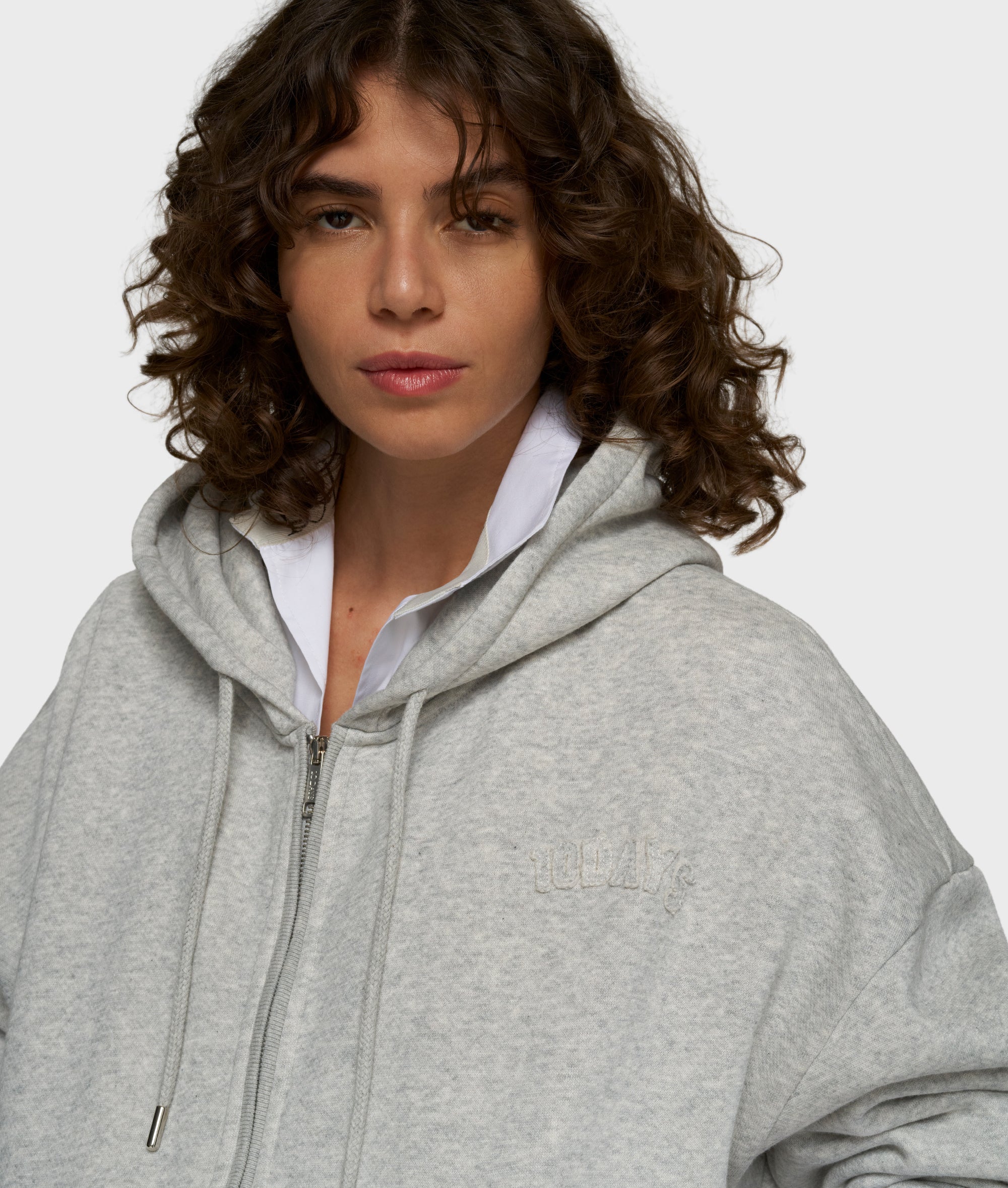 zip cardigan | light grey melee - Image 2